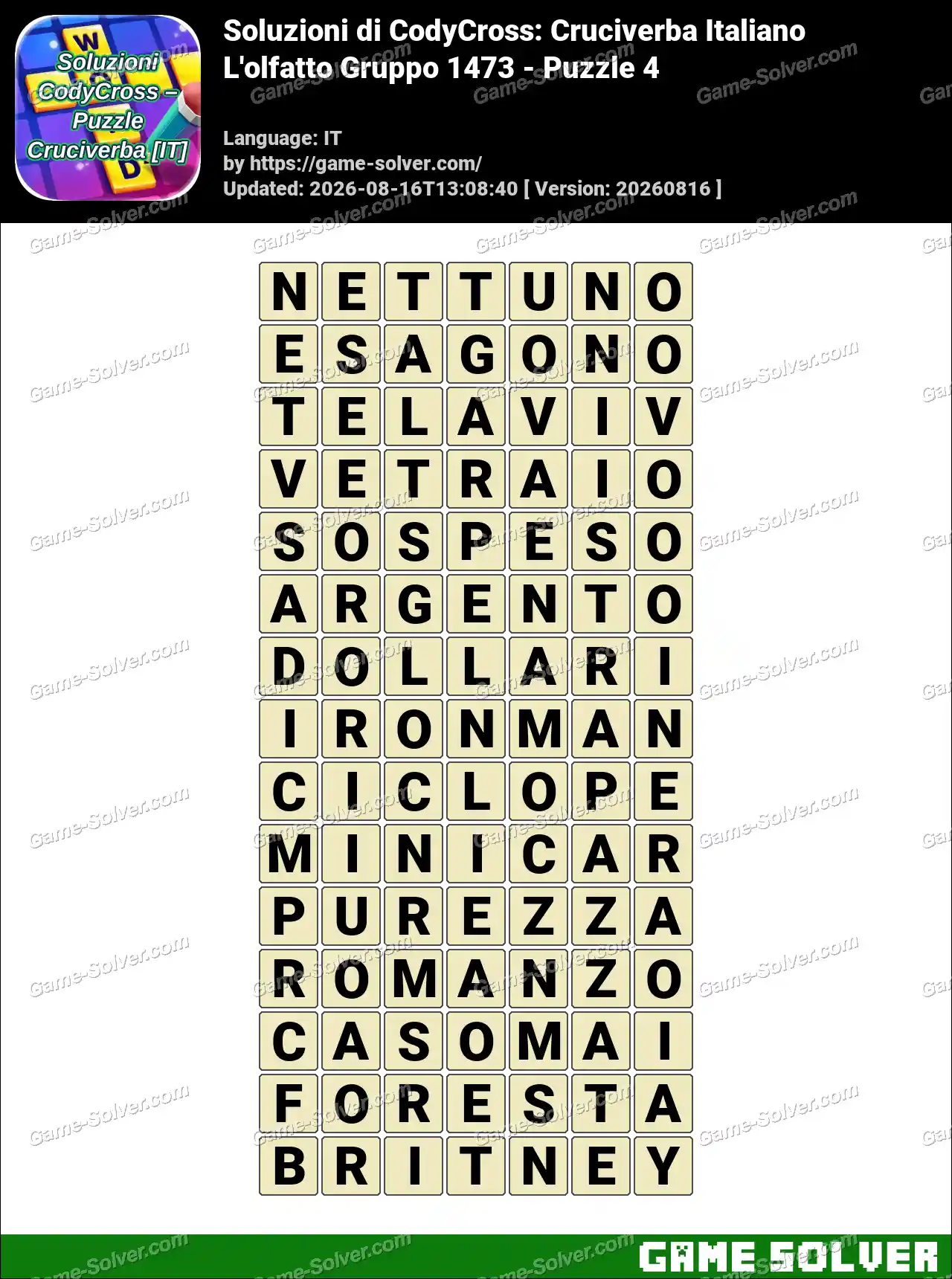 Soluzioni di CodyCross: Cruciverba Italiano L’olfatto Gruppo 1473 – Puzzle 4